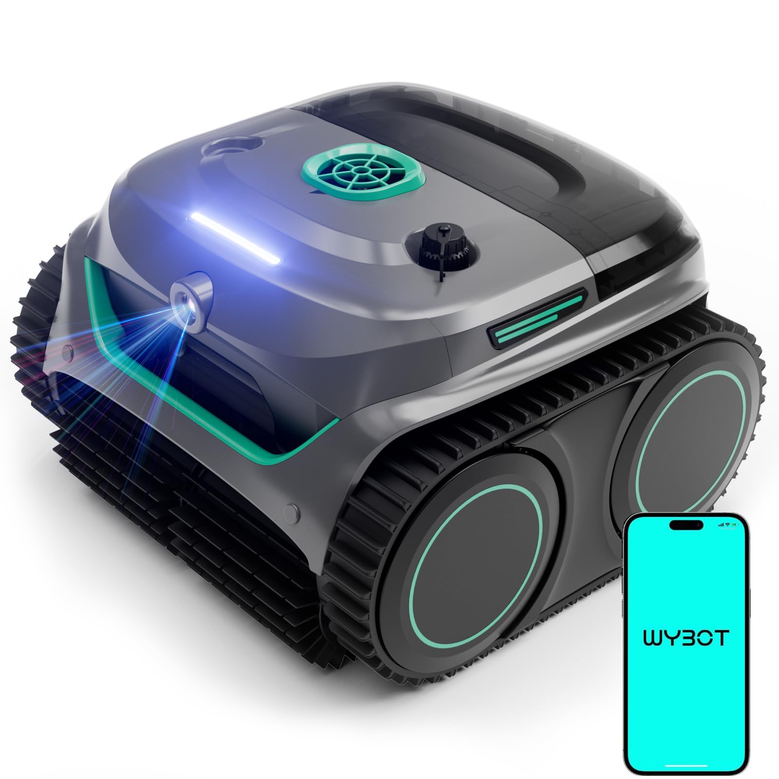 (2026 Upgrade) WYBOT C2 Vision AI Camera Pool Vacuum for Inground Pools,Floor to Waterline Cleaning Cordless Robotic Pool Cleaner with Ultra-fine Filtration, Powerful Suction, Smart Path, Gray Green