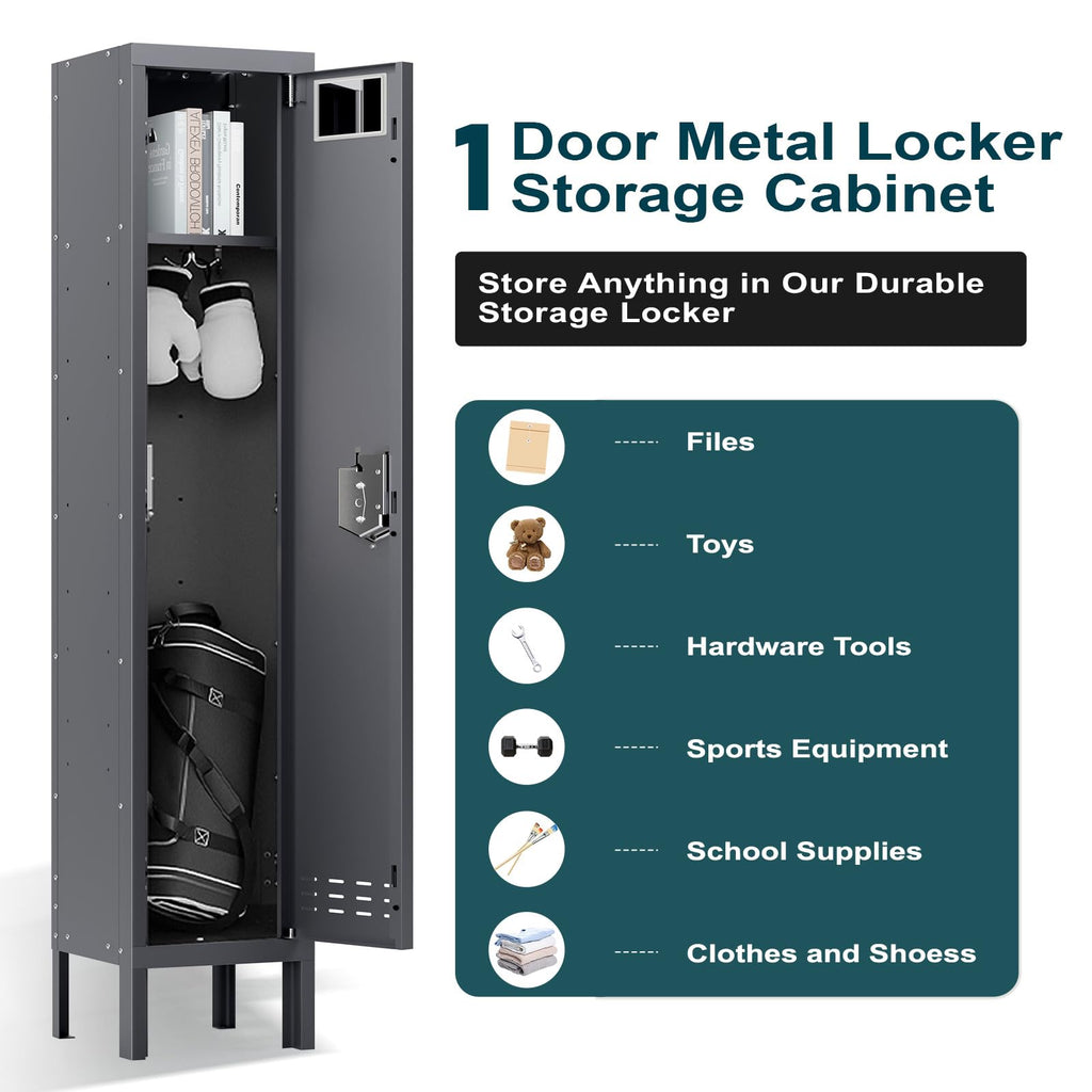 BUTISOW Metal Lockers - 66" Height Steel Lockers for Employees with 5 Door Storage Locker with Card Slot for Employees Gym School Home Office Garage - Assembly Required