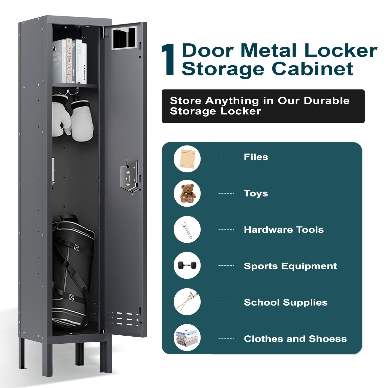 BUTISOW Metal Lockers - 66" Height Steel Lockers for Employees with 5 Door Storage Locker with Card Slot for Employees Gym School Home Office Garage - Assembly Required