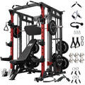 RitFit Buffalo Smith Machine Package, All-in-One Power Cage with Weight Stack , Power Rack with Cable Crossover & Leg Press Attachment for Home Gym
