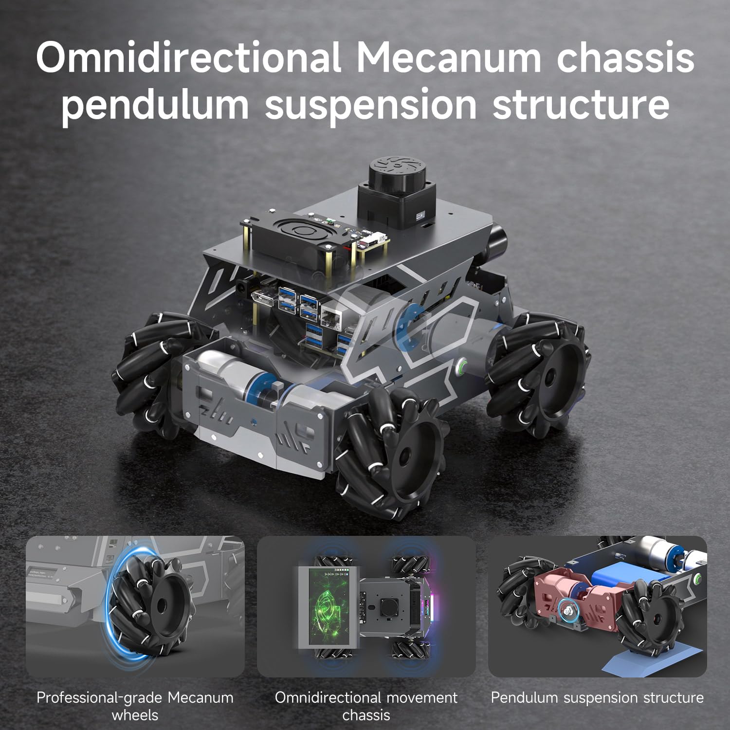 Yahboom ROS2 Robotic for Raspberry Pi 5, AI Large Language Models AI Vision Data,3D SLAM Navigation Supports ROS2 Python Education, ROS Development