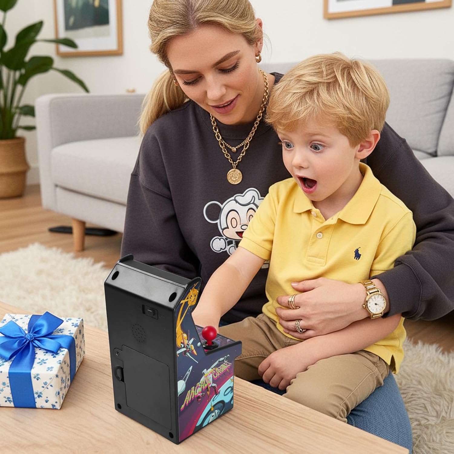 16 Bit Mini Arcade Machine Handheld Games Console for Kids Adults, 8-Way Joystick, 2.5'' Large Screen, 220 Built-in Classic Video Games, Gift for Kids