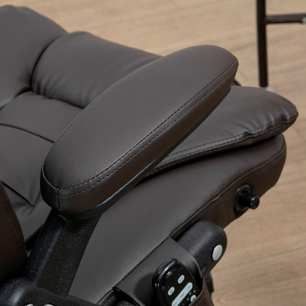 HOMCOM High Back Vibration Massage Office Chair with 6 Vibration Points, Heated Reclining PU Leather Computer Chair with Armrest and Remote, Brown