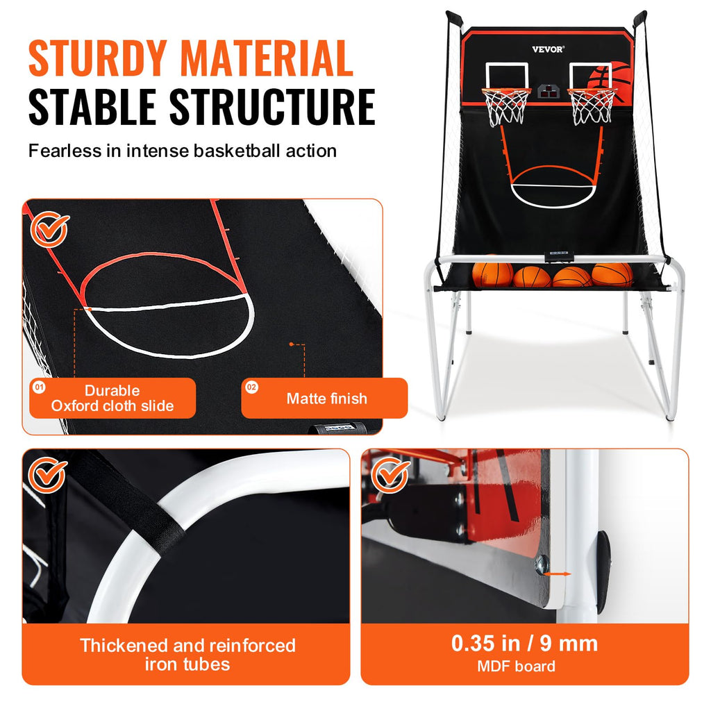 VEVOR Basketball Arcade Game Indoor, 2 Player Indoor Basketball Game, Home Dual Sport with 8 Game Modes, Electronic Scoreboard, and Inflation Pump,Adults