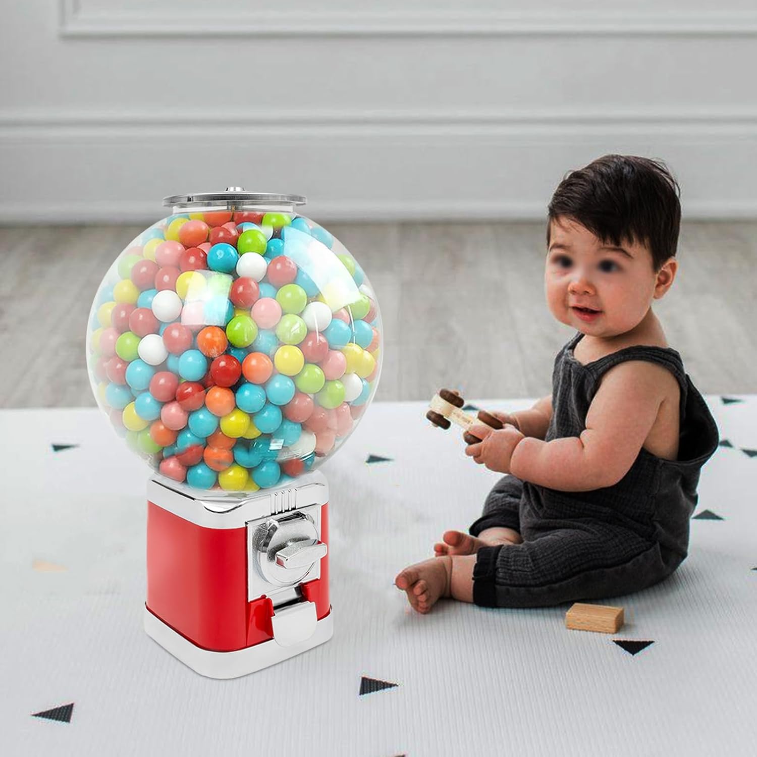 Vending Machine Candy Gumball Machine, Commercial Vending Machine, Candy Vending Machine for 0.39-1.26in Gadgets, 18.11in Height, for Game Stores, Retail Stores Vintage Style Clear, Red