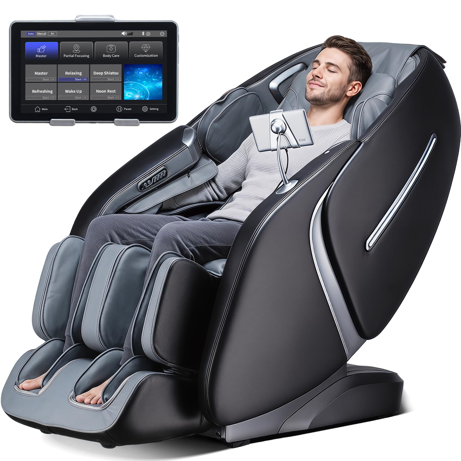 4D Massage Chair Full Body Zero Gravity Shiatsu Messager Chair-SL Track AI APP Body Scanning Heating Back Foot Recliner-Massaging Chairs for Office Home