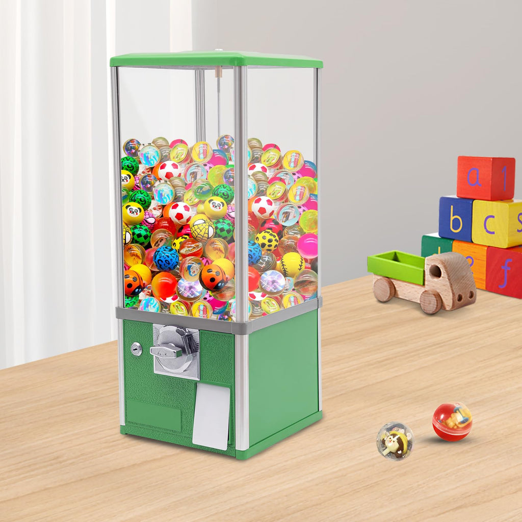 Commercial Candy Vending Machine, 4-Quarter Operated Toy Dispenser with Key Lock, 250-Capacity Capsule Vendor for Arcades Stores, 1.77-1.97in Toys (Black)