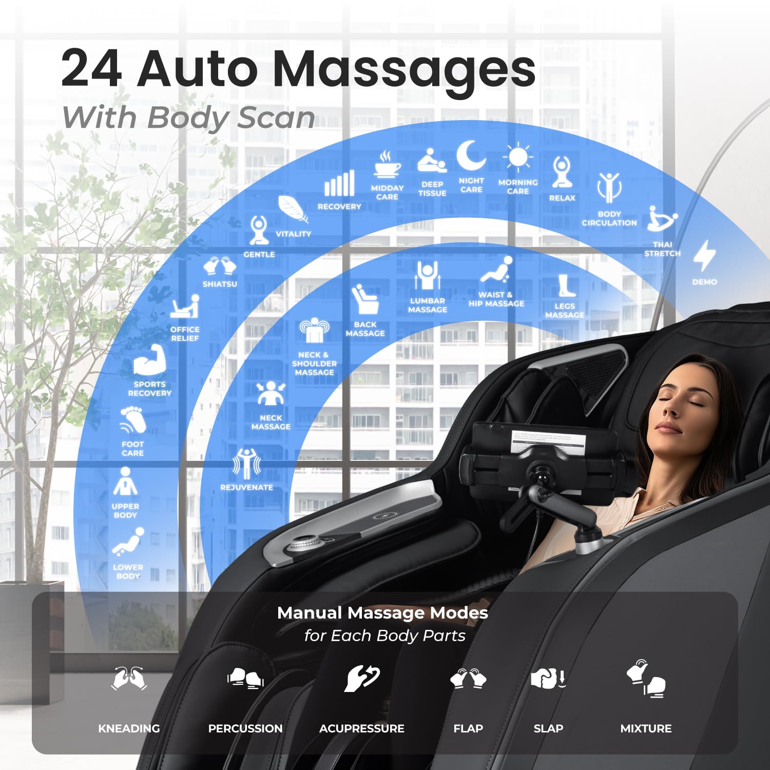 Osaki Vibe 4D l 4D Massage Mechanism l Automatic Body Scan l Deep Calf-Kneading l Space-Saving Technology l 3-Stage Zero Gravity l 32-Cell Full Body Air Massage (Black)