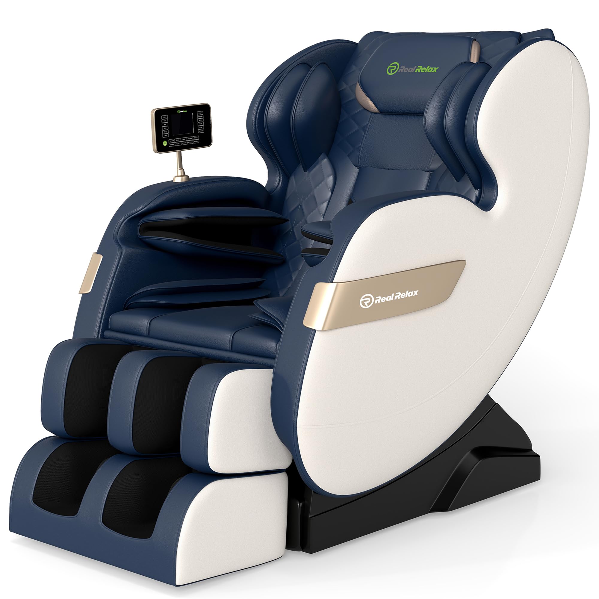 Real Relax Massage Chair Full Body of Dual Core S Track,Zero Gravity Realiner with App Control,Bluetooth,Foot Roller,Home or Office Use,Black and Gold