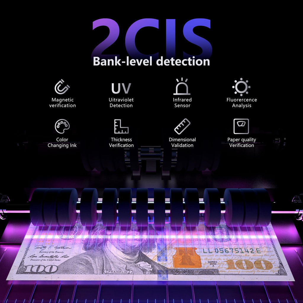 Aneken Mixed Denomination Money Counter with Counterfeit Detection, Touch Screen, and 2CIS/UV/MG/IR/DD/DBL/HLF/CHN, Value and Mixed Counting for Accurate Cash Counting, Gray