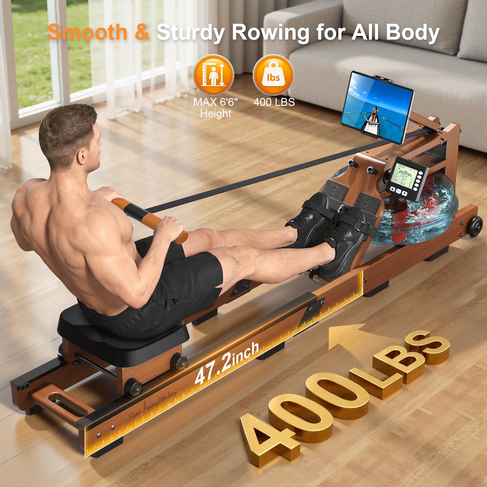2026update Magnetic Rowing Machines for Home,Rower Machine with 16 Levels,Powerful Silent Magnetic Resistance,350lbs Weight Capacity,LCD Monitor,Silent Rail System,Row Machine for Home Gym Exercise