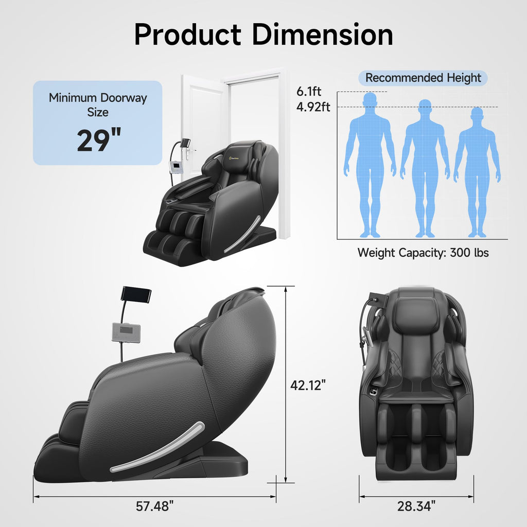 Real Relax Massage Chair Full Body with Unique Phone Controller,Heart and Blood Measurement, Zero Gravity 3D SL-Track Recliner with APP Control, Child Lock,Pause Button, Back Pad, Favor-06, Blue