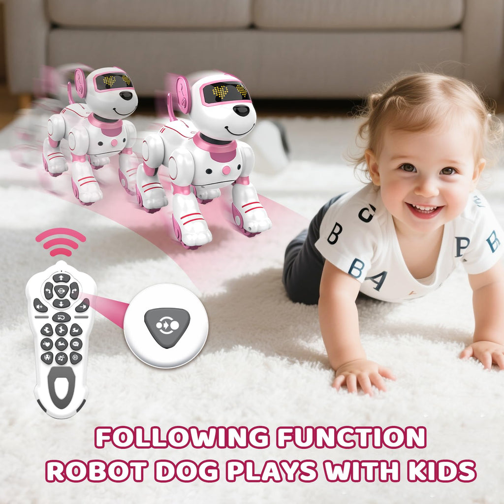 Robot Dog Toy for Kids 3-12: Remote Control Interactive Robot Puppy with Touch & Follow, Programmable Tricks, Dancing & Walking, Birthday Gift for Smart Boys & Girls