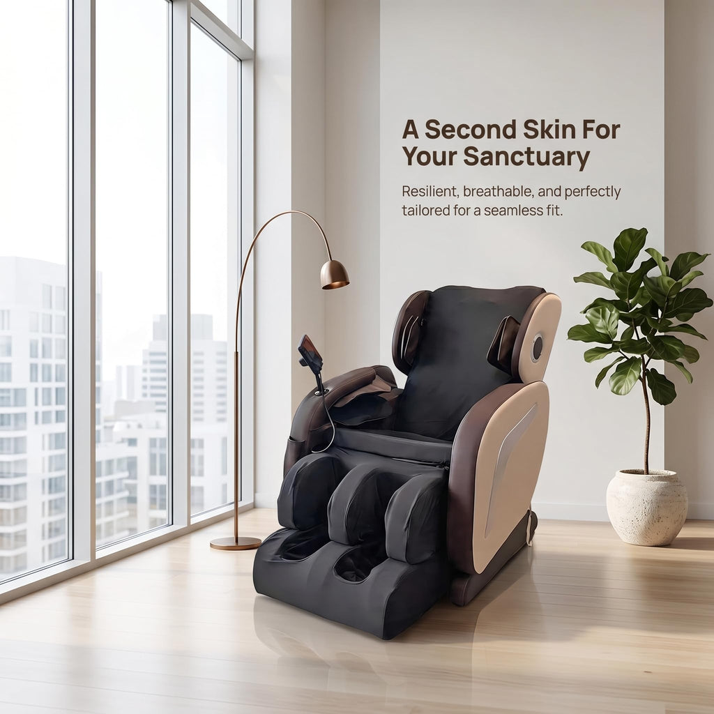 Full Body Massage Chair Cover-Shiatsu Slipcover Recliner Chair Cover,Universal Washable Stretch Fabric Armchair Slipcovers,Dust Protection Sofa Covers,Brown,Body