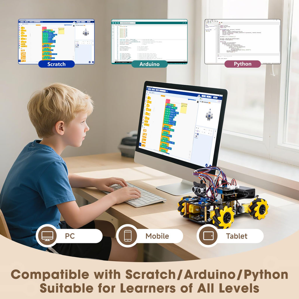 Robotics Kit for Kids Ages 8–12 12-16, ACEBOTT Smart Robot Car Kit with 3MP Camera, STEM Toys for Boys Compatible with Arduino & Scratch,App & Remote Control,STEM Gift for Boys, Girls,Teens and Adults