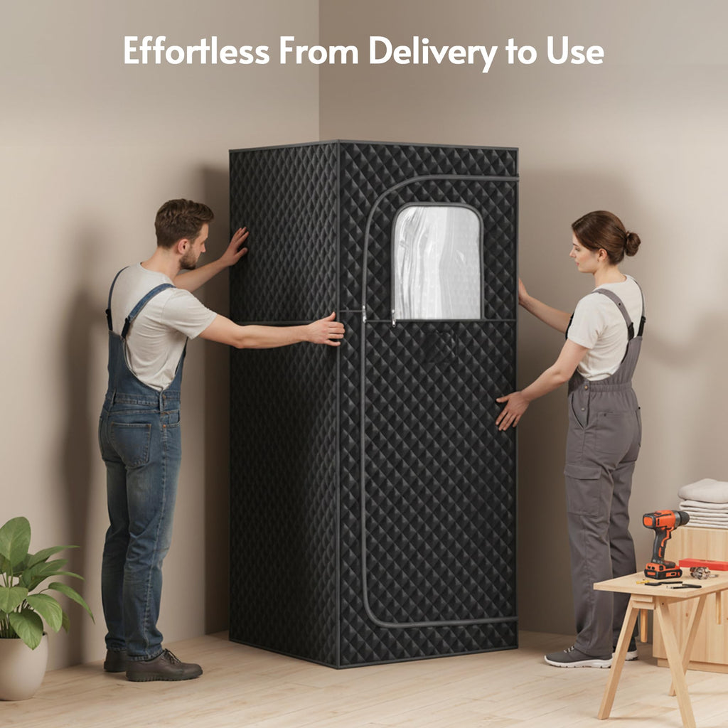 1 Person 5.2Ft Mini Infrared Sauna, 7 Color Full Spectrum Wood Dry Sauna. Canadian Hemlock Indoor Saunas with 1240W 20Min Fast Heating & Music Speakers for Home & Gym (28 Lx35 Wx63 H)