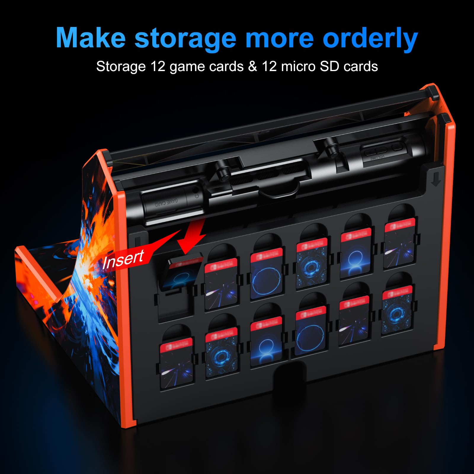 Retro Arcade Machine for Switch/OLED/Switch 2 with Screenshot Icon Button, Orange and Blue (Screen Not Included)