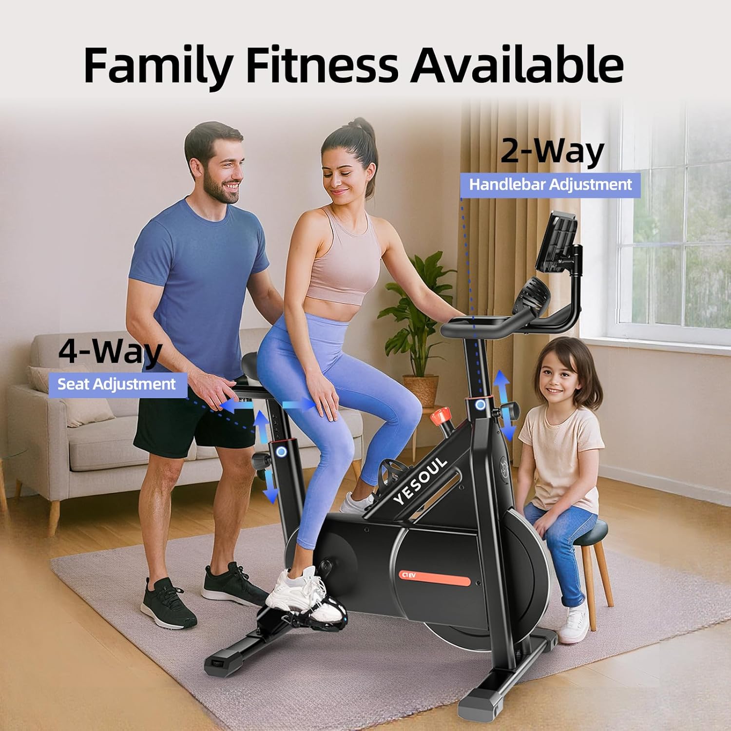 YESOUL Self-Powered-Fan Exercise Bike with Dynamic LED Light Effects, Pro Livestreaming Classes, Smart Exclusive App, 300 LBS Magnetic Resistance Indoor Stationary Cycling Workout Bike for Home