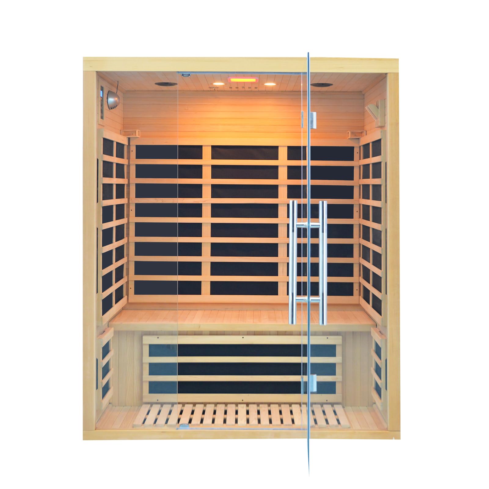 1350W Far Infrared Home Sauna, Energy-Efficient Fast-Heating Indoor Sauna Room with Bluetooth & 7-Color Therapy, Canadian Hemlock Wood, Modular Design - Ideal for Home Gym, Family Relaxation