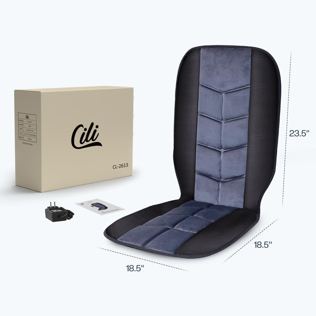 CILI Massage Chair Pad,Back Massager with Heat,Massage Seat Cushion with 10 Vibration Motors,30-60-90 Minutes Heating Options,Chair Massager for Office Chair, Home Office Use, Relaxation Father Gift
