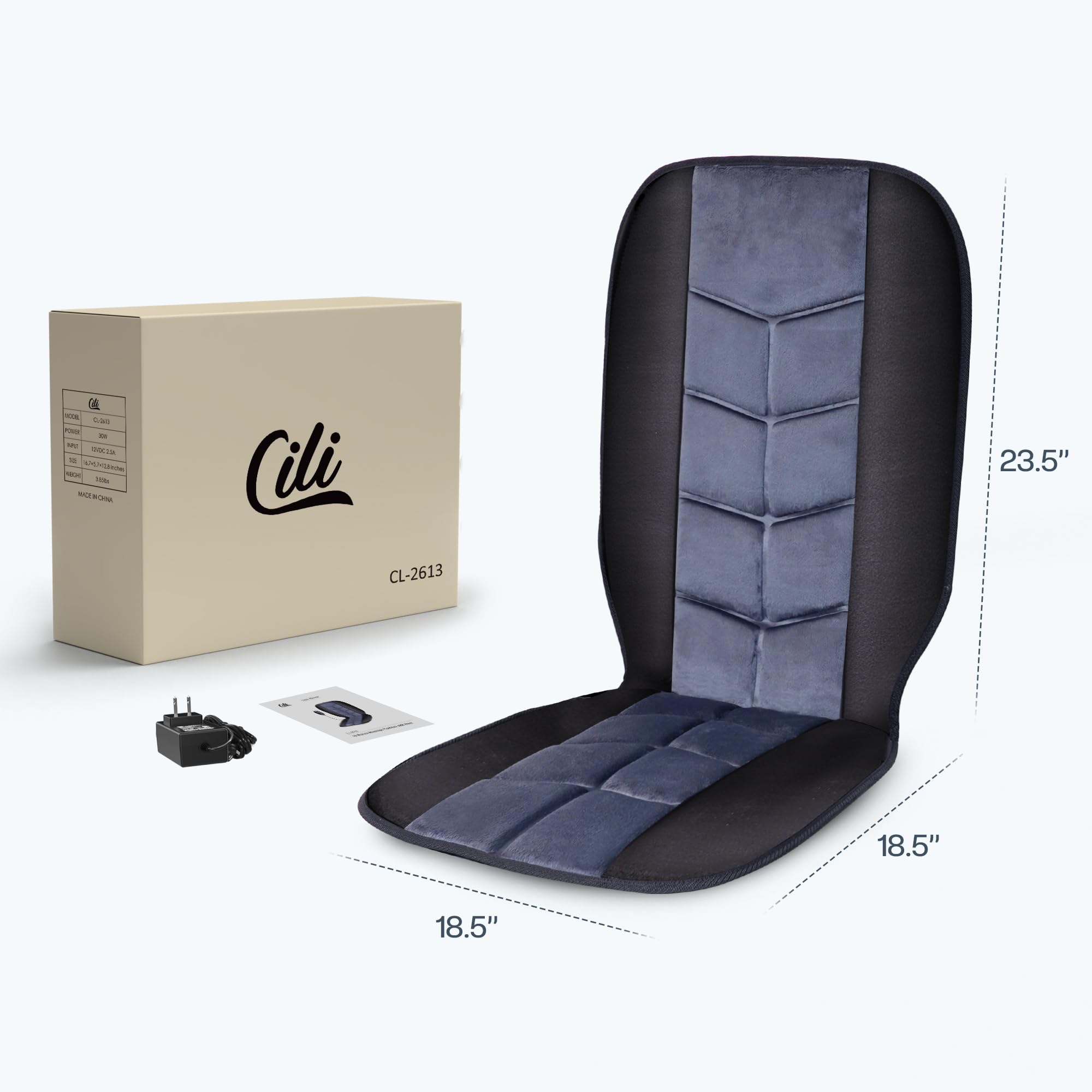 CILI Massage Chair Pad,Back Massager with Heat,Massage Seat Cushion with 10 Vibration Motors,30-60-90 Minutes Heating Options,Chair Massager for Office Chair, Home Office Use, Relaxation Father Gift