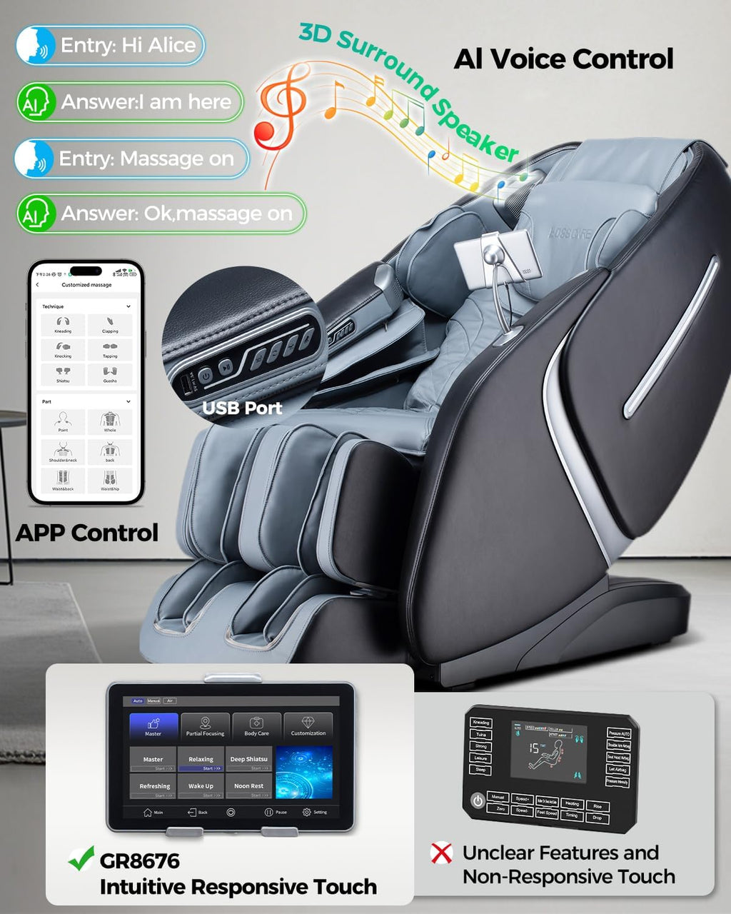 4D Massage Chair Full Body Zero Gravity Shiatsu Messager Chair-SL Track AI APP Body Scanning Heating Back Foot Recliner-Massaging Chairs for Office Home