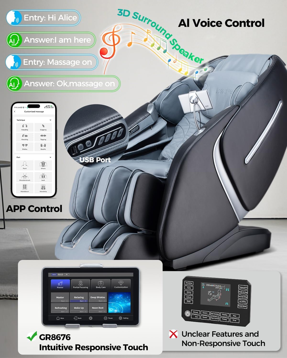 4D Massage Chair Full Body Zero Gravity Shiatsu Messager Chair-SL Track AI APP Body Scanning Heating Back Foot Recliner-Massaging Chairs for Office Home