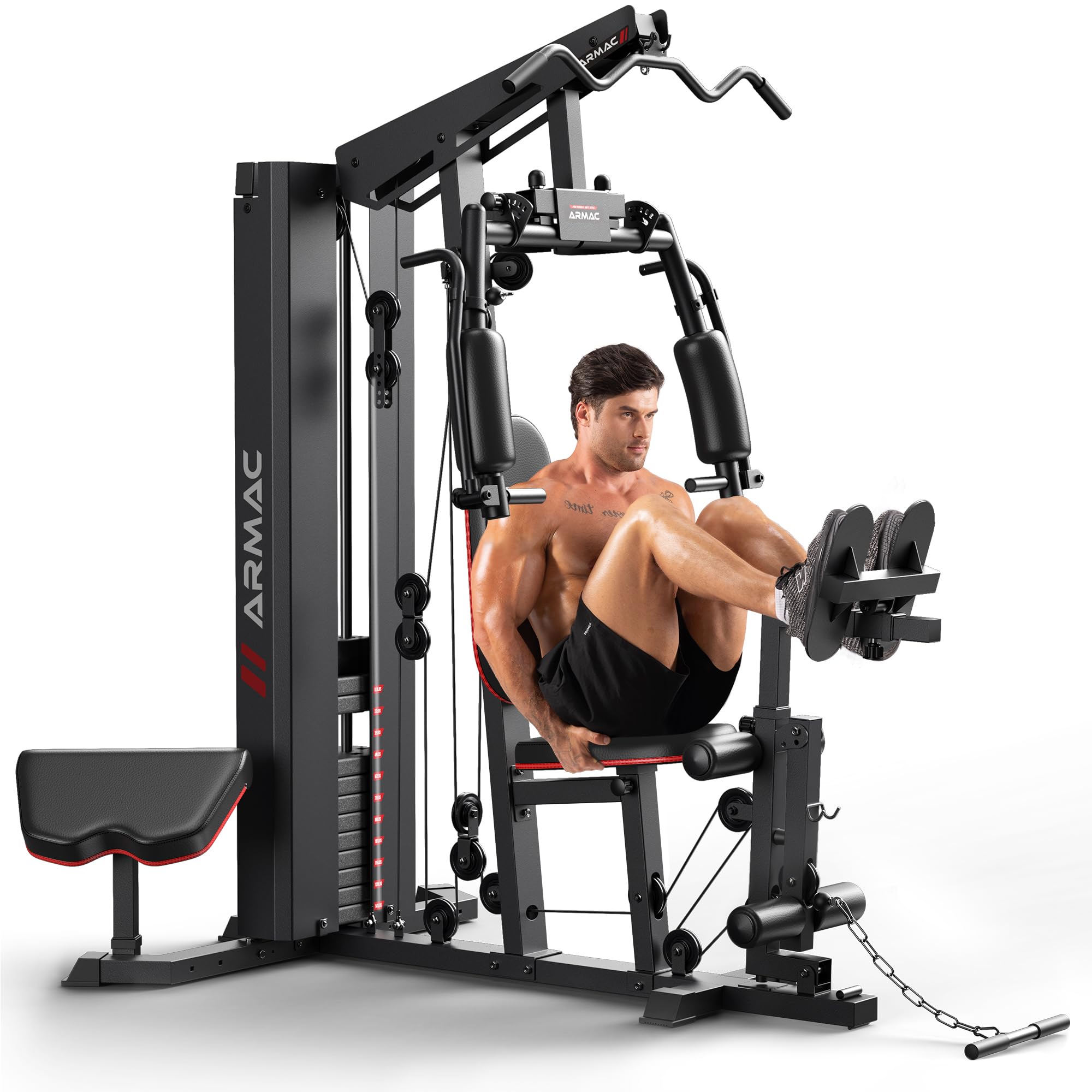 Sportsroyals Home Gym, Multifunctional Workout Station with Leg Press, 150LBS Weight Stack Full Body Workout Equipment for Home Exercise Fitness Strength Training