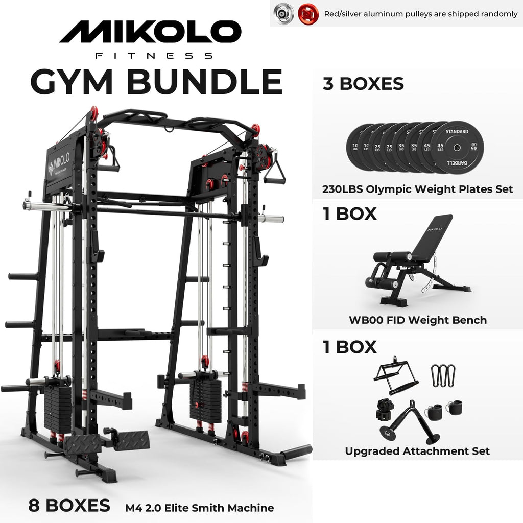 Mikolo M4 2.0 Smith Machine, All-in-One Home Gym Power Cage with LAT Pulldown & Cable Crossover, Squat Rack for Full Body Workouts