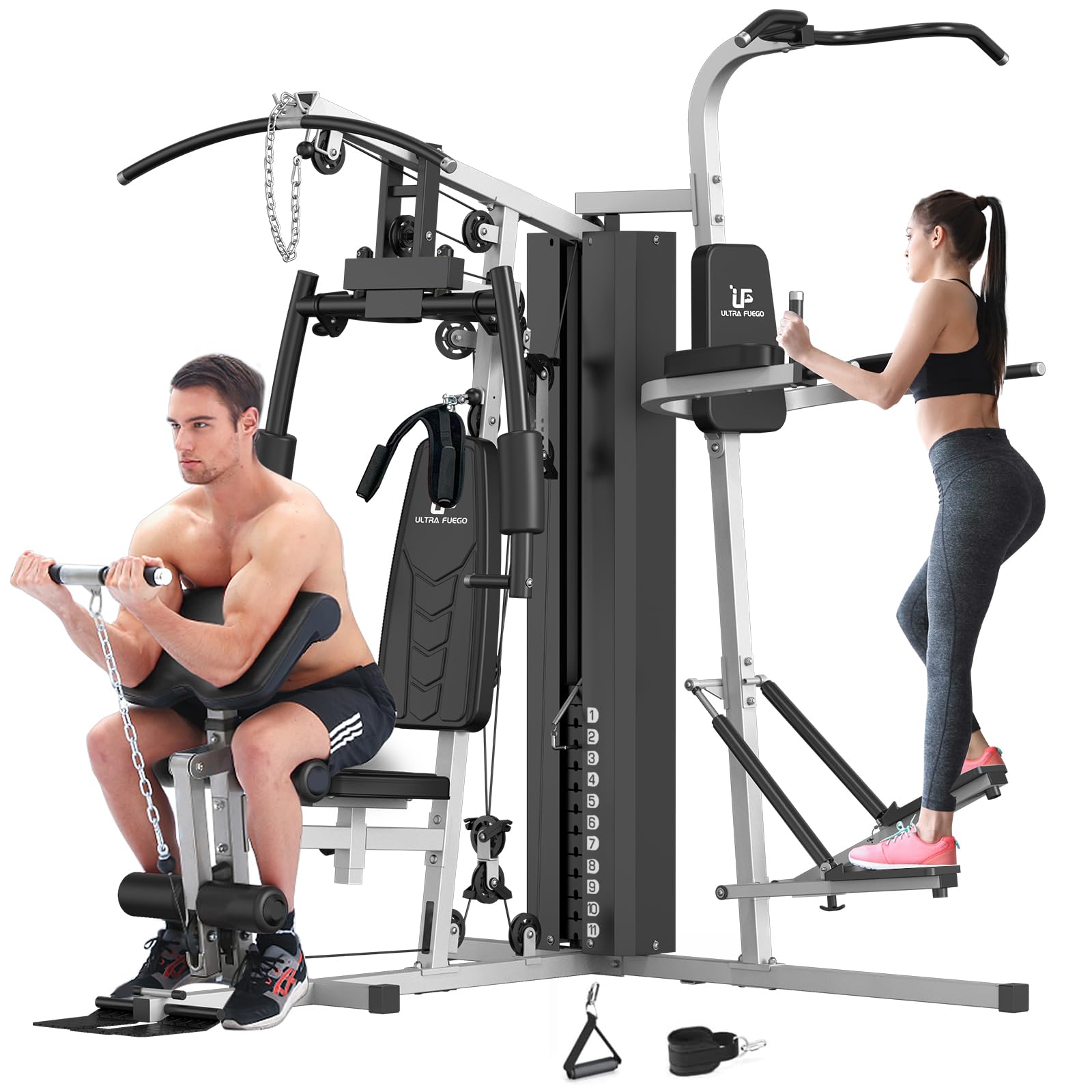 ULTRA FUEGO Multifunctional Home Gym Equipment Workout Station with Pulley System, Arm, and Leg Developer for Full Body Training