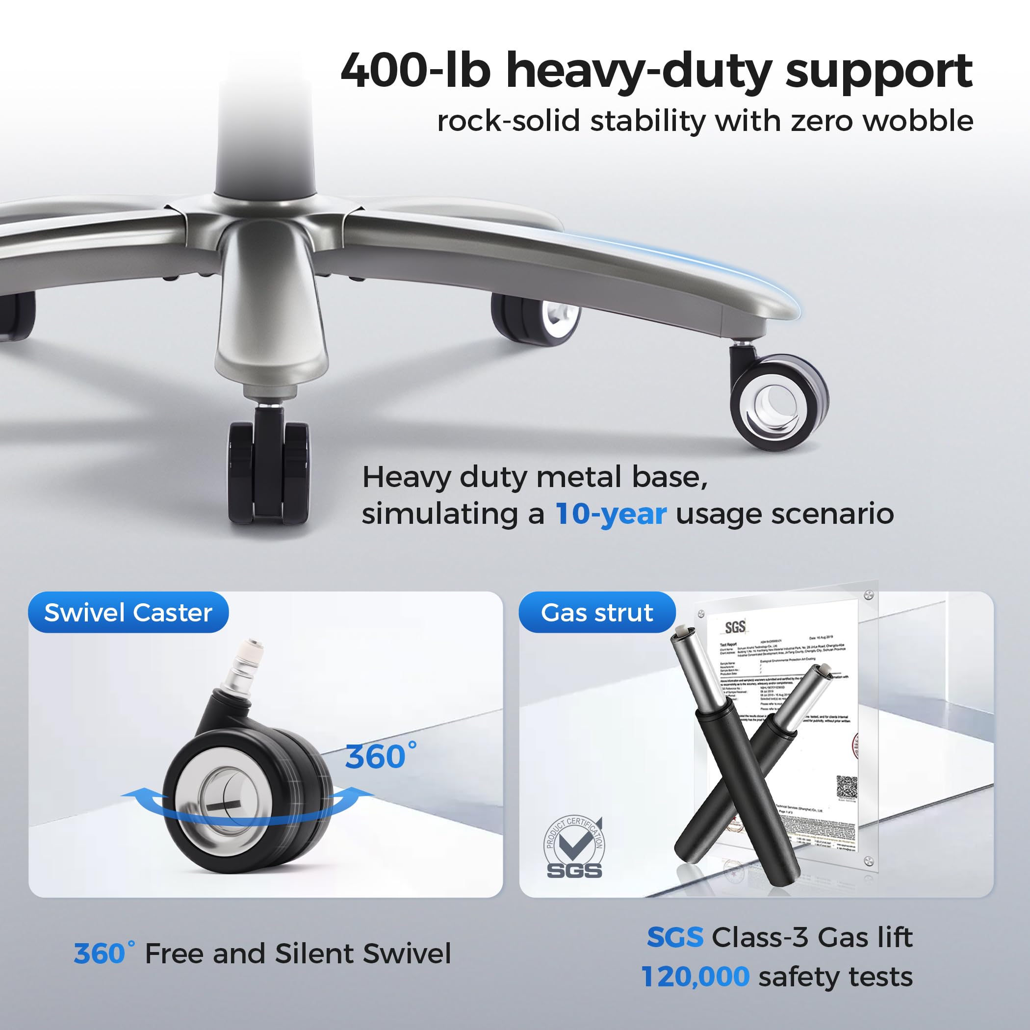 500lbs 3D Kneading Massage Office Chair with FootRest, Big and Tall Ergonomic Reclining Computer Gaming Chair, Padded Linkage Armrests, Heavy Duty Metal Base Executive Office Chair