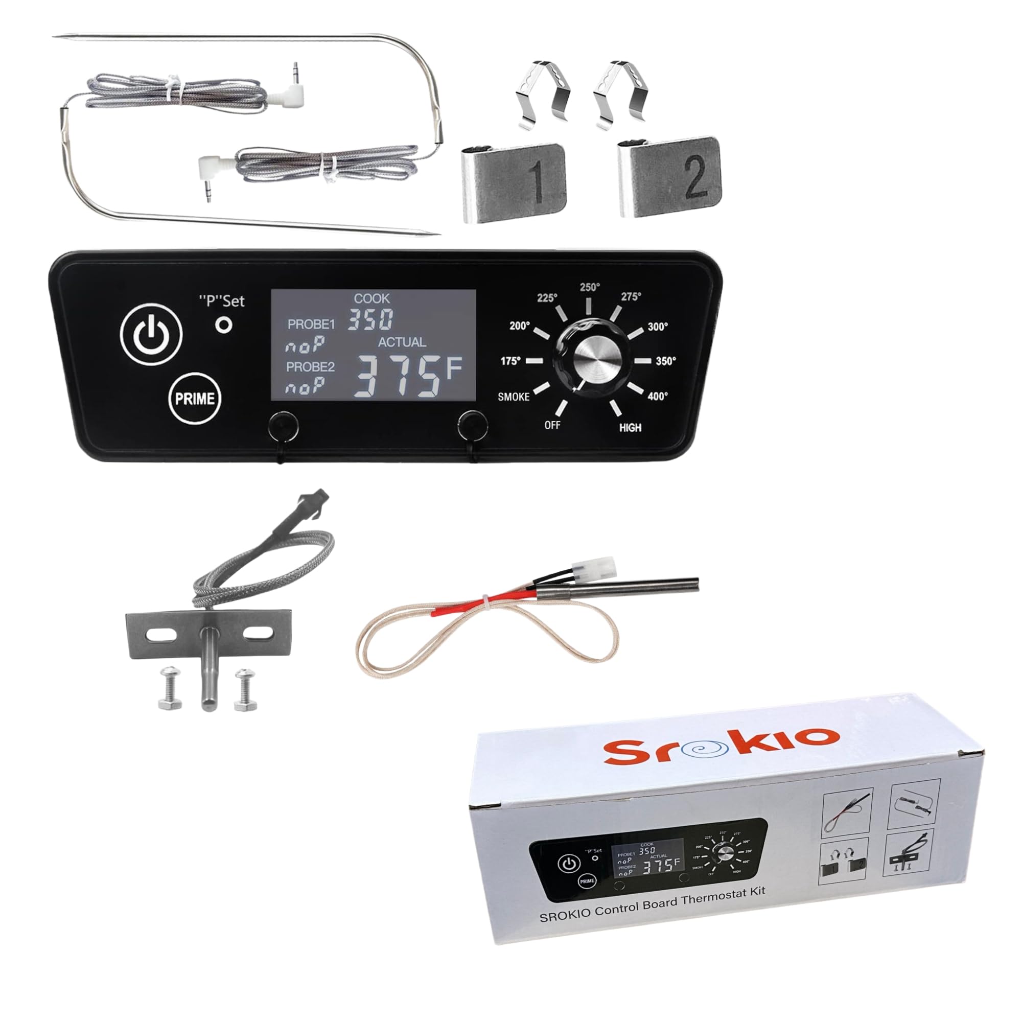 Digital W/LCD Display Control Board Thermostat Kit for Pit Boss Pellet Grill Smoker Austin XL, Replacement Parts Includes Meat Probes,Temp Sensor & Ignition Hot Rod
