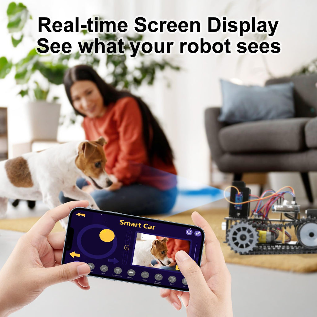 Robotics for Kids Ages 12-16, ACEBOTT 4 in 1 Smart Robot Arm with 5DOF + Tank Car, STEM Toys Coding Kit Compatible with Arduino & Scratch, App & Remote Control, for Kids & Teens