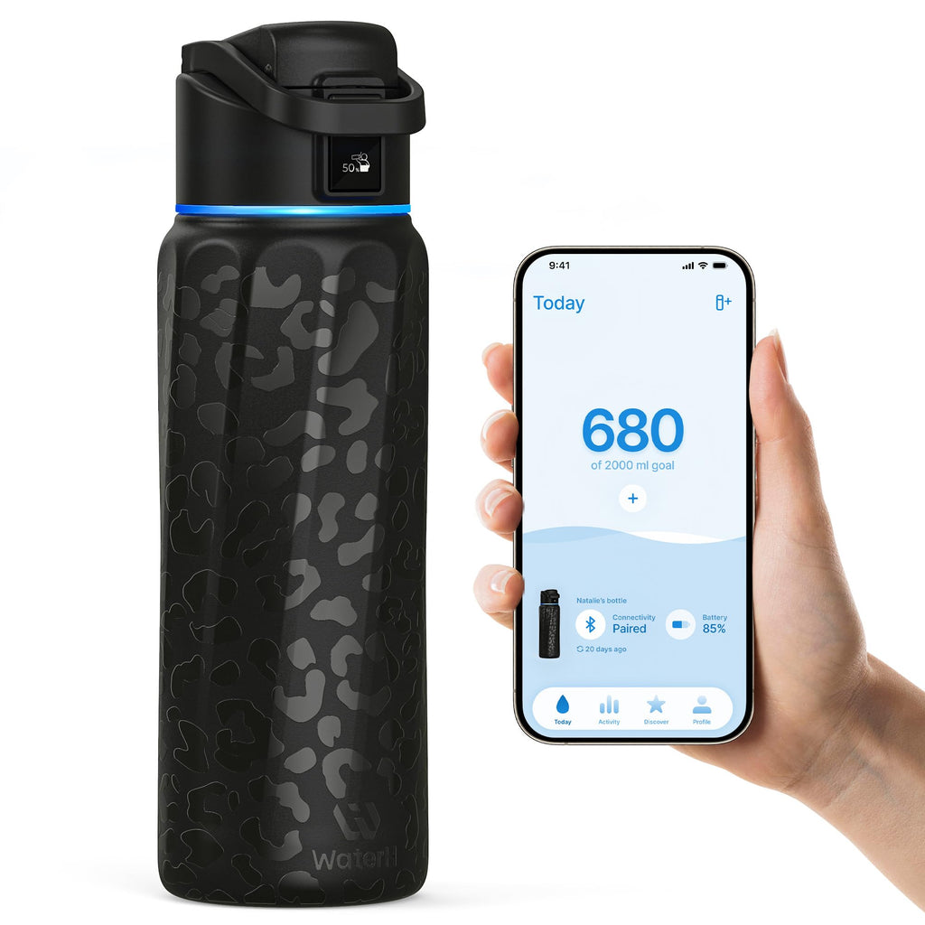BOOST Smart Water Bottle that Reminds You to Drink, 24oz BPA-Free Stainless Steel Vacuum Insulated, Wide Mouth Water Tracker Bottle with APP for School, Gym, Office, Ideal for Father's Day