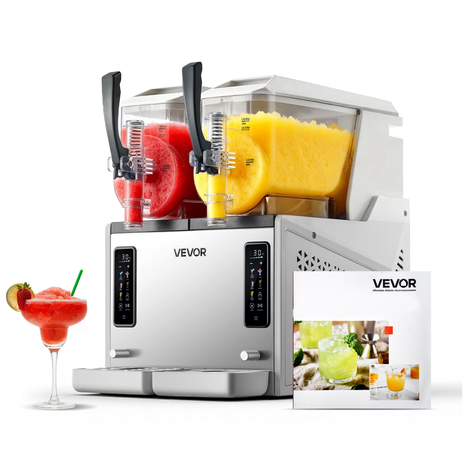 VEVOR Slushie Machine, 6L/1.6Gal Commercial Slushy Maker, Frozen Drink Maker with Self-Cleaning, Margarita Machine for Restaurants Bars Party for Slushie, Margaritas, Milkshake & More