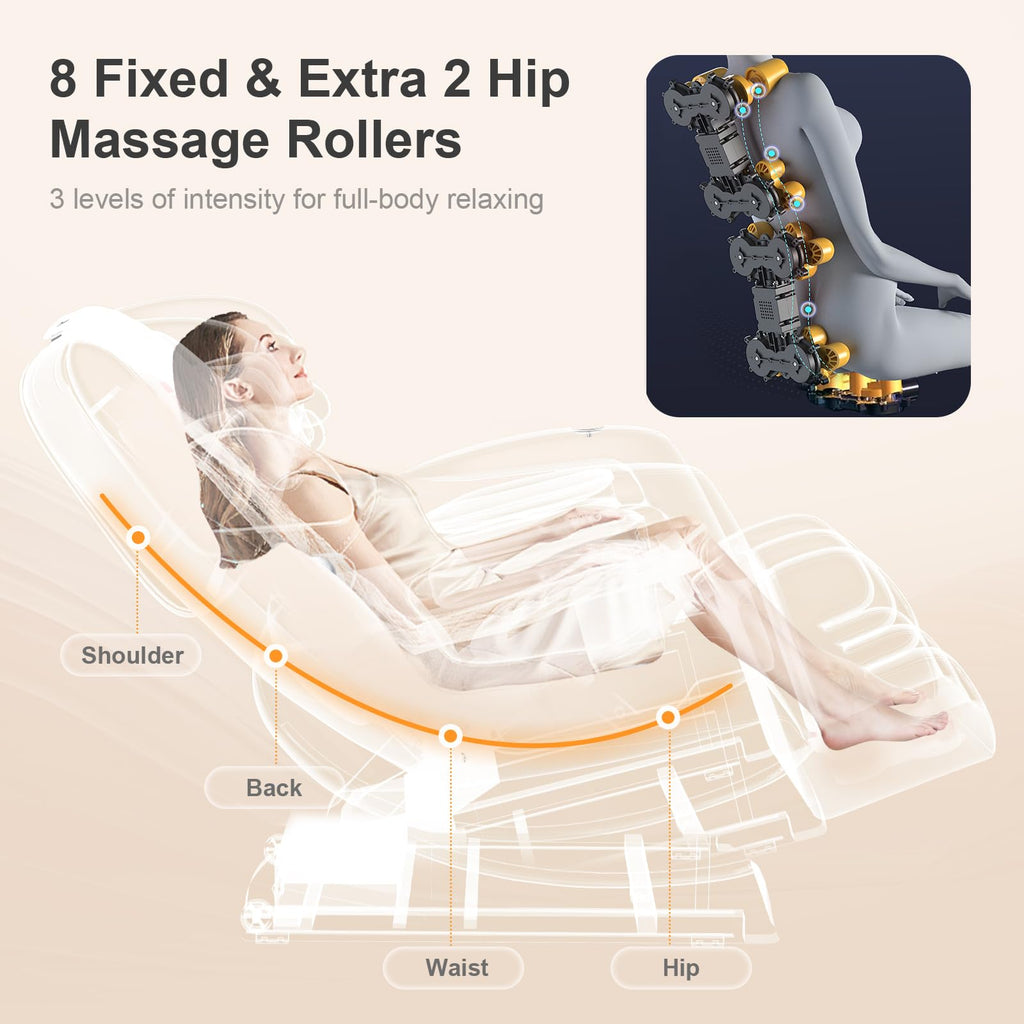 FURNIMAT 2026 Massage Chair Full Body, Zero Gravity Massage Chair with 10 Fix Rollers, Airbags, Heating, Foot Massage, Auto Modes, Bluetooth Speaker, Smart Screen Controller (Advanced Version)
