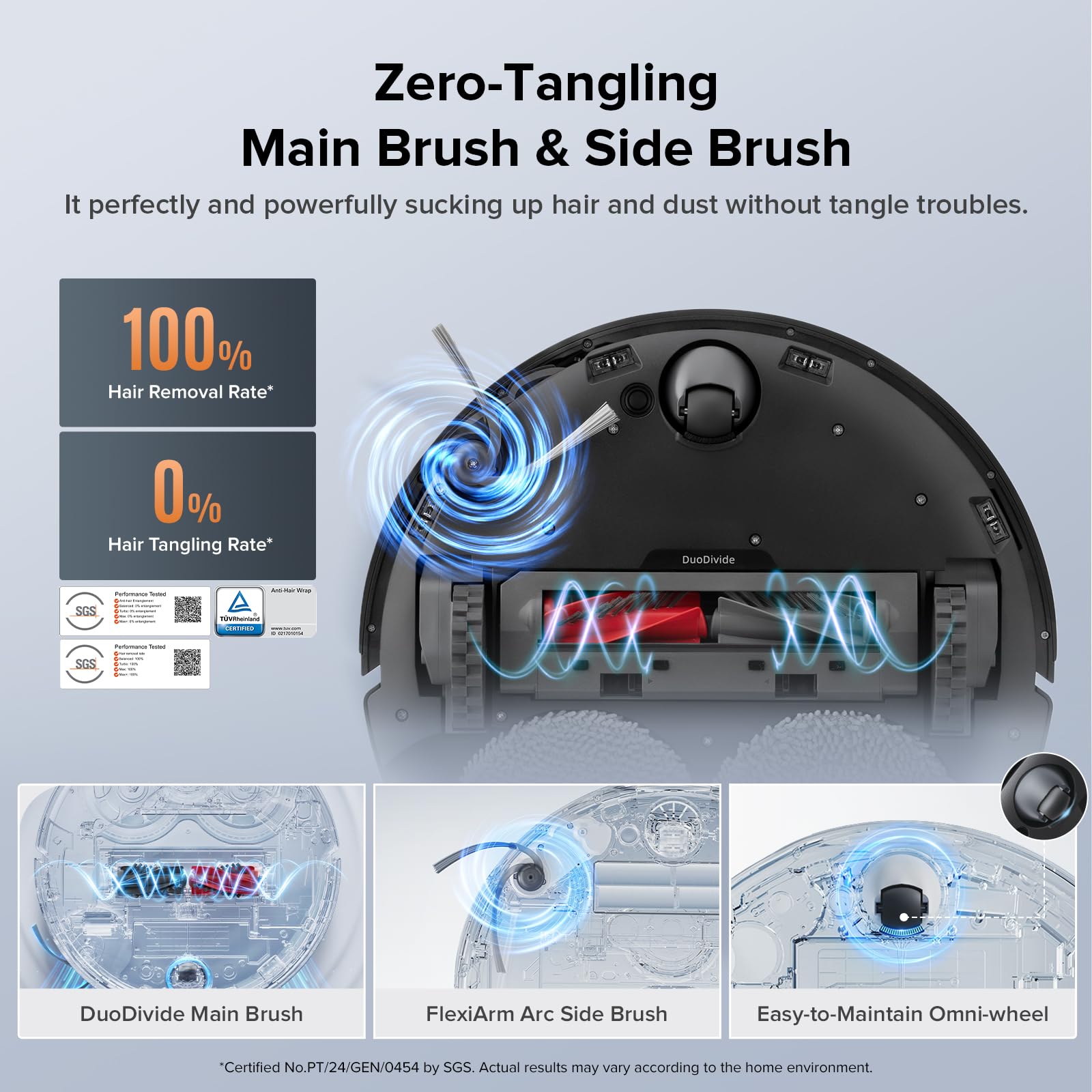 roborock Qrevo Edge 2 Robot Vacuum and Mop, 25,000Pa, 3.14'' Ultra-Slim, Zero-Tangle, AI Object Recognition, 176℉ Hot Water Mop Washing & Auto-Drying, Carpet & Pet Hair, FlexiArm Edge Cleaning