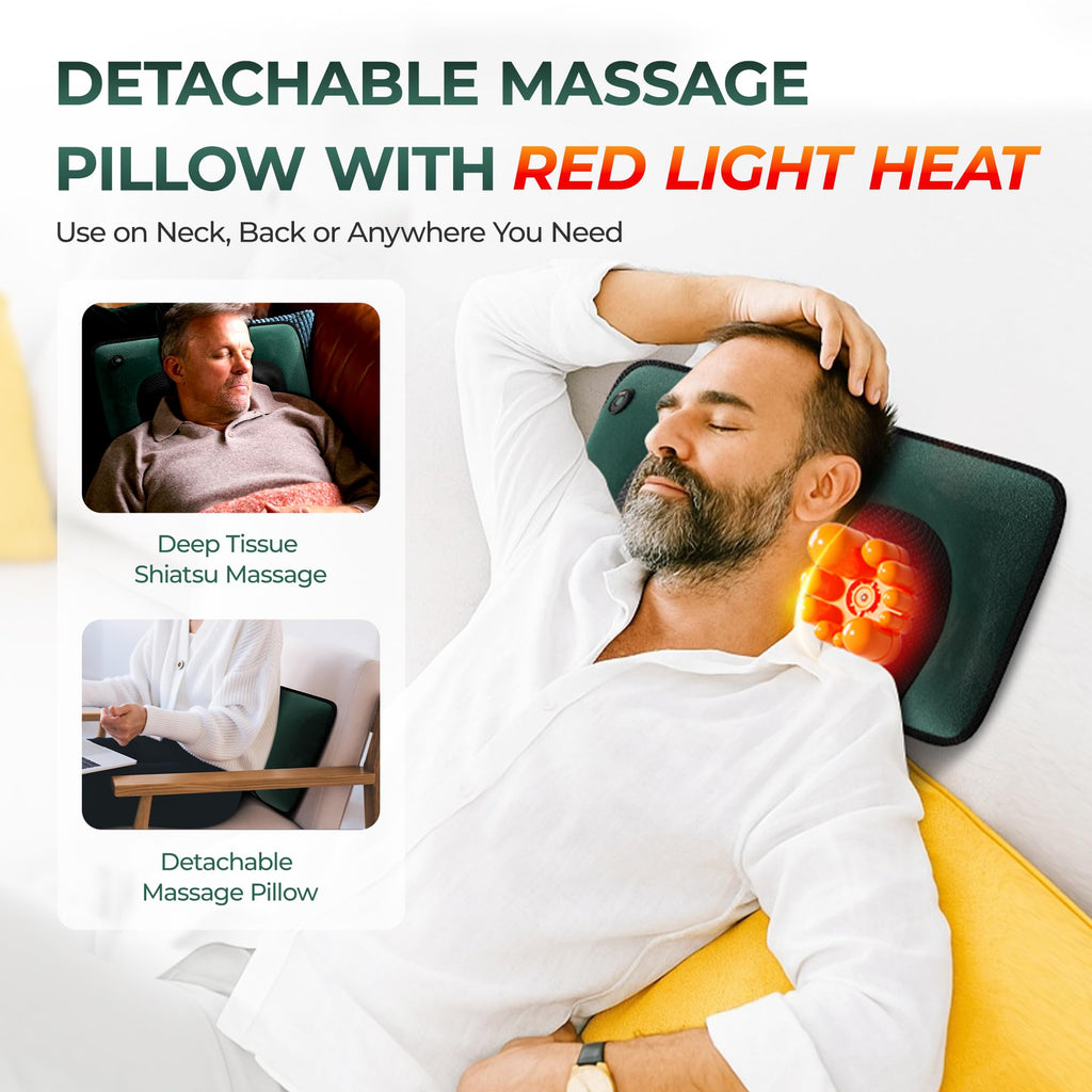 Full Body Massage Mat with Heat, Detachable Massager Pad Deep Tissue Pain Relief,10 Vibrating Motors for Relaxation at Home or Office