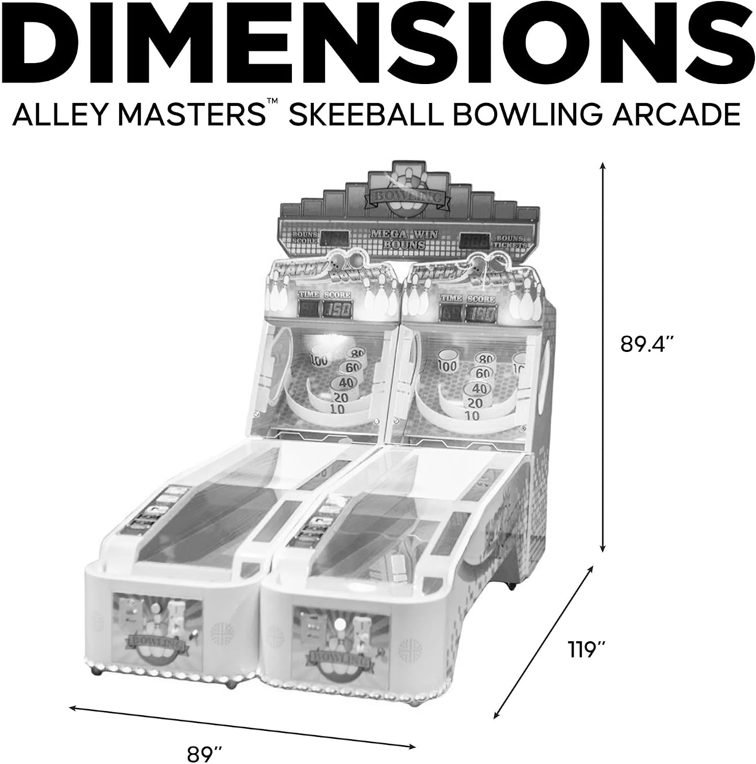 CREATIVE ARCADES Alley Masters Commercial Skeeball Bowling Machine with Neon LED Lights – Coin-Operated Arcade Game, Ticket Redemption, Linkable Multiplayer Lanes, Heavy-Duty