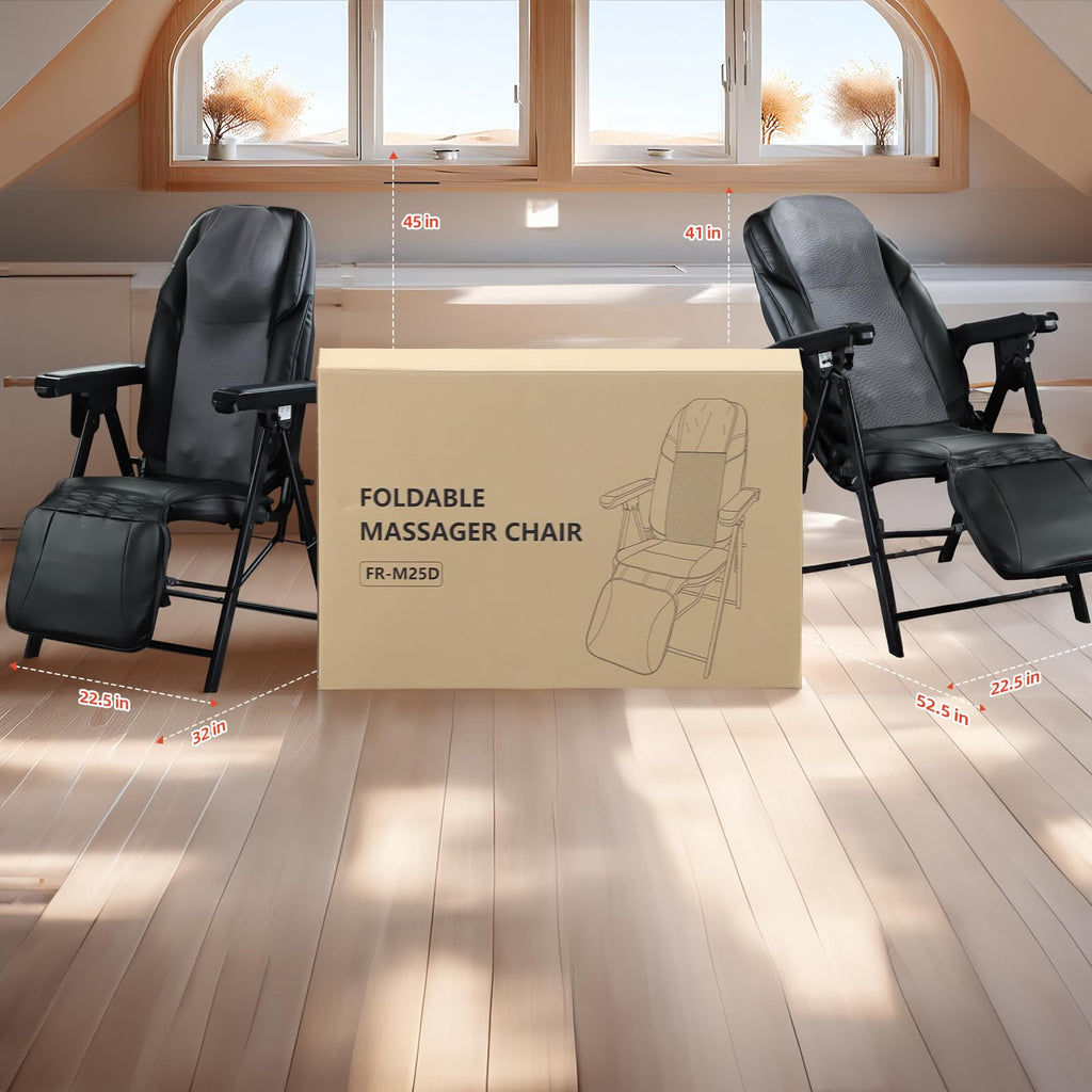 Foldable Electric Massage Chair with Heat, Shiatsu, Kneading, Vibration, Full Body Relaxation, Adjustable Backrest & Neck Height,for Dad Mom Women Men