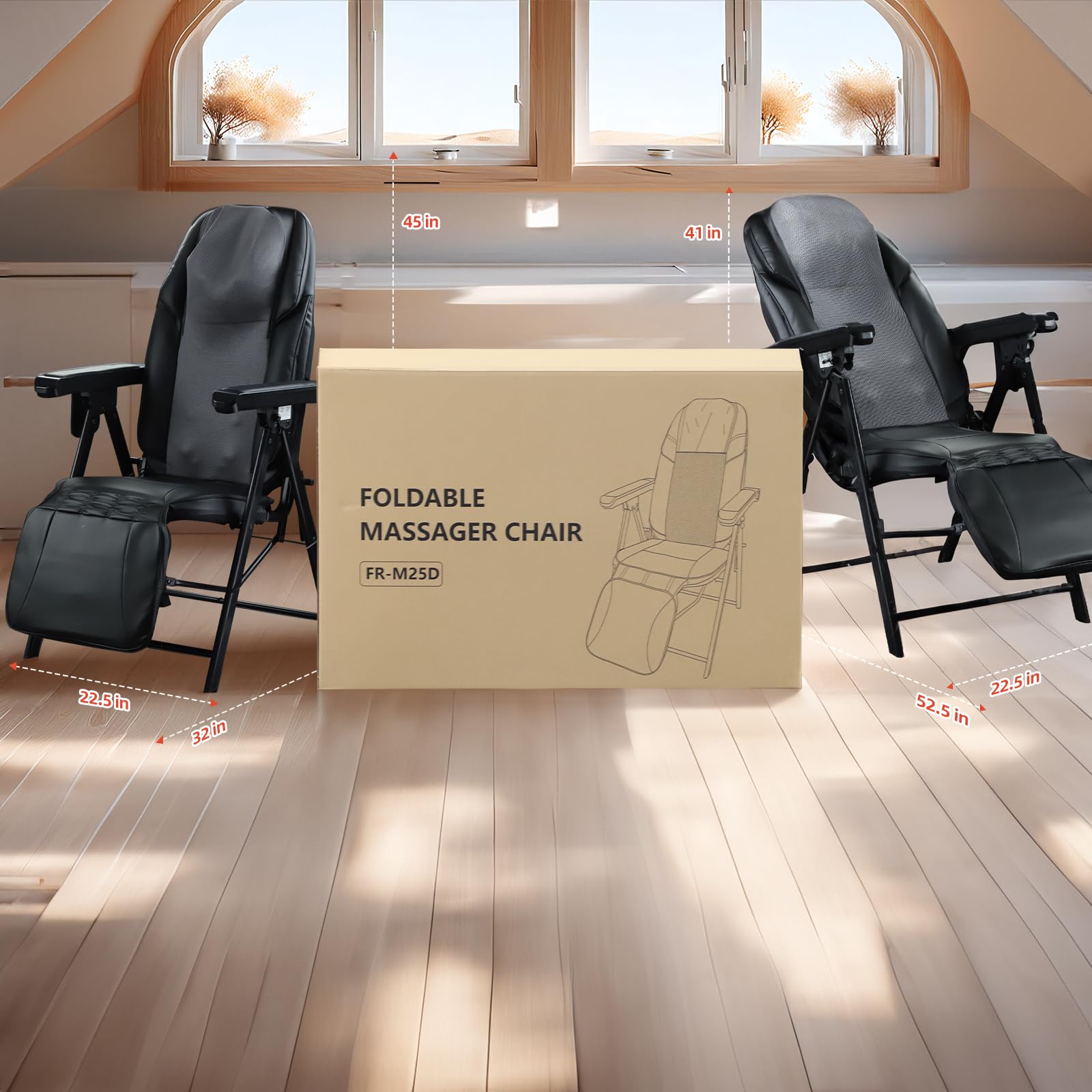 Foldable Electric Massage Chair with Heat, Shiatsu, Kneading, Vibration, Full Body Relaxation, Adjustable Backrest & Neck Height,for Dad Mom Women Men