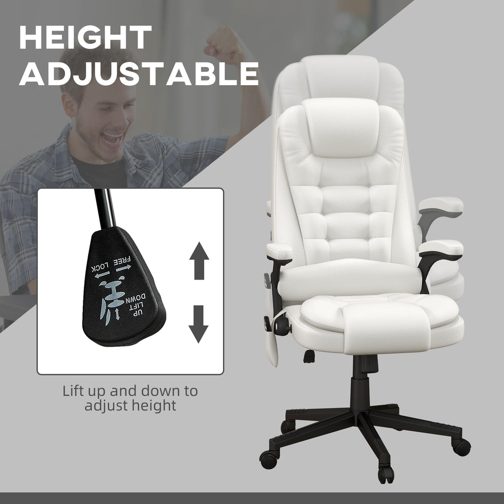 HOMCOM High Back Vibration Massage Office Chair with 6 Vibration Points, Heated Reclining PU Leather Computer Chair with Armrest and Remote, Brown