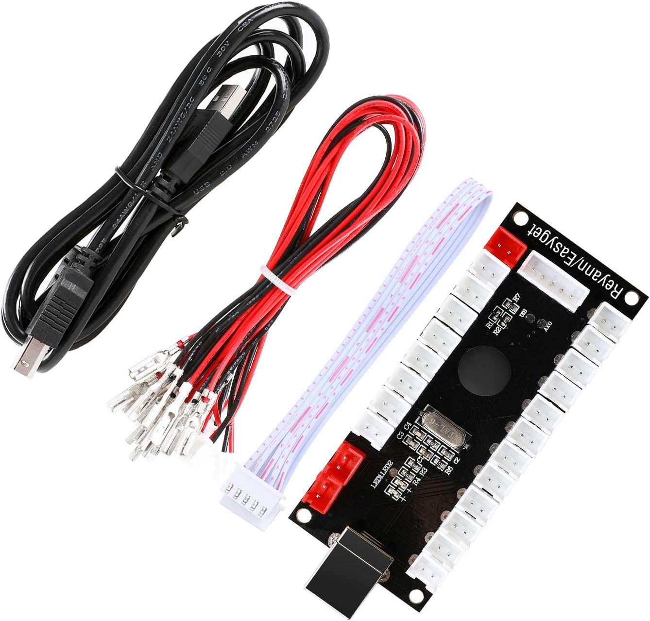1-Player PC Joystick DIY Kit Arcade Joystick DIY Parts,1x Zero Delay USB Encoder + 1x Joystick + 10x Arcade Button for MAME, Raspberry Pi RetroPie DIY, Classic Arcade DIY for Kids - Black
