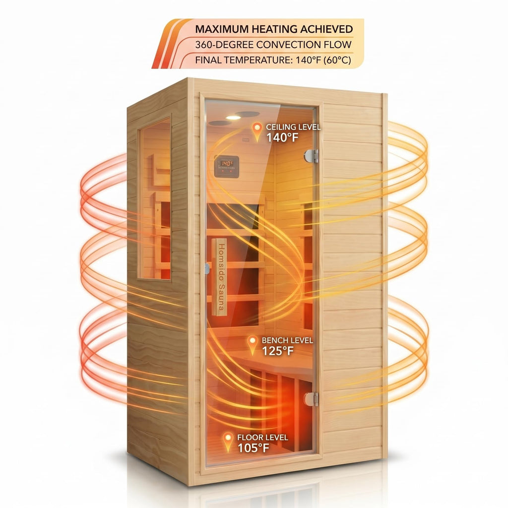 1350W Far Infrared Home Sauna, Energy-Efficient Fast-Heating Indoor Sauna Room with Bluetooth & 7-Color Therapy, Canadian Hemlock Wood, Modular Design - Ideal for Home Gym, Family Relaxation