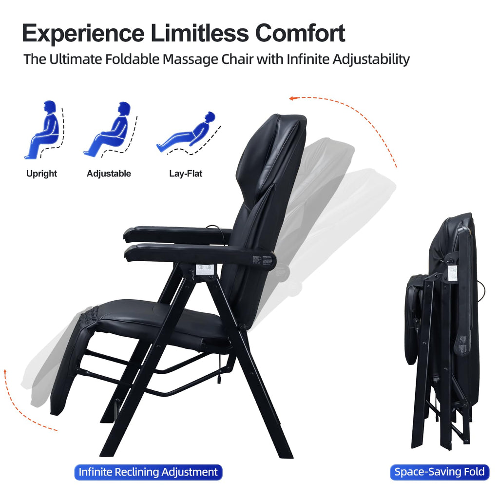Foldable Electric Massage Chair with Heat, Shiatsu, Kneading, Vibration, Full Body Relaxation, Adjustable Backrest & Neck Height,for Dad Mom Women Men