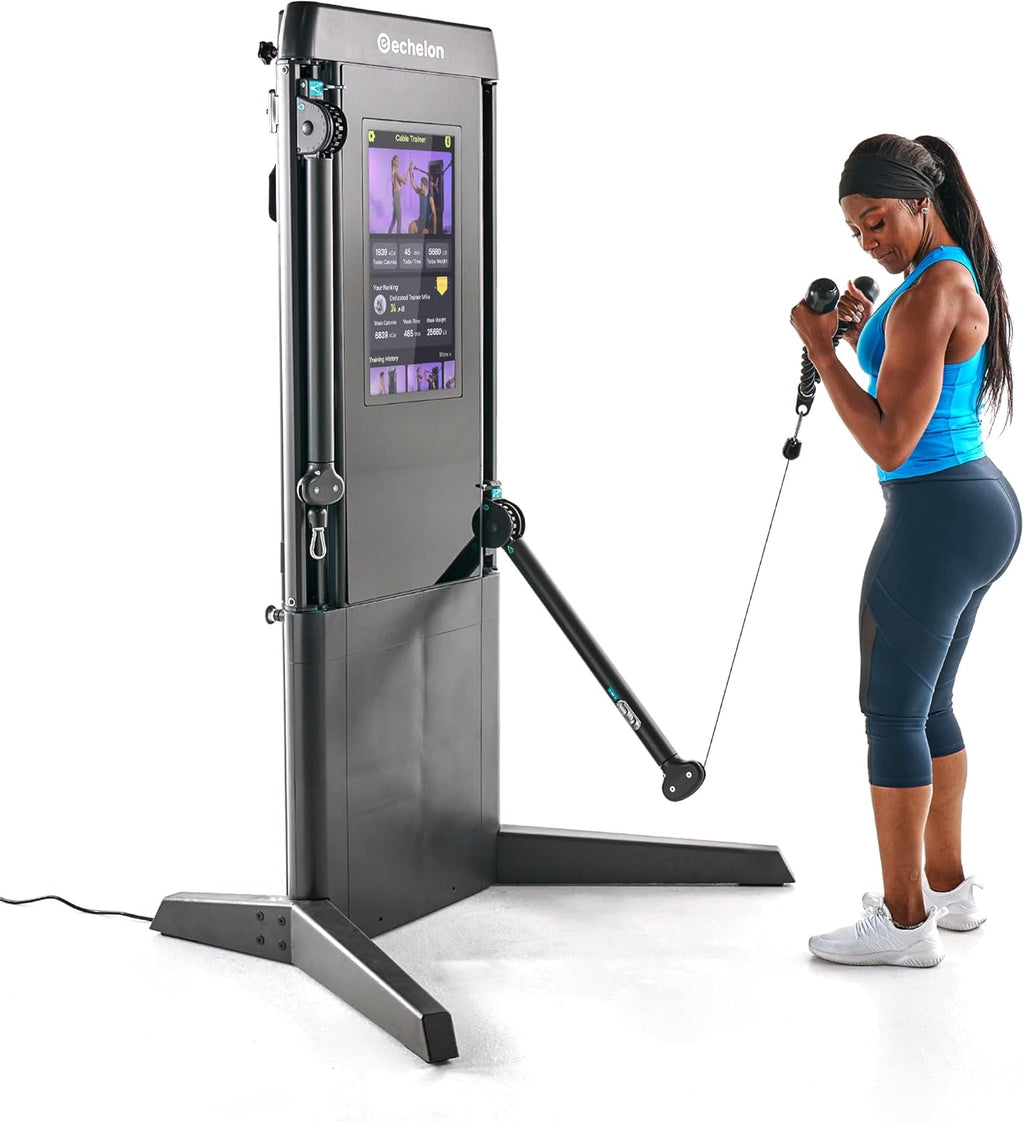 Echelon Strength Pro Commercial Grade Smart Wall-Mounted Trainer with 24” HD Touchscreen, 132 lb Digital Resistance Per Arm, Guided Workouts, WiFi Enabled