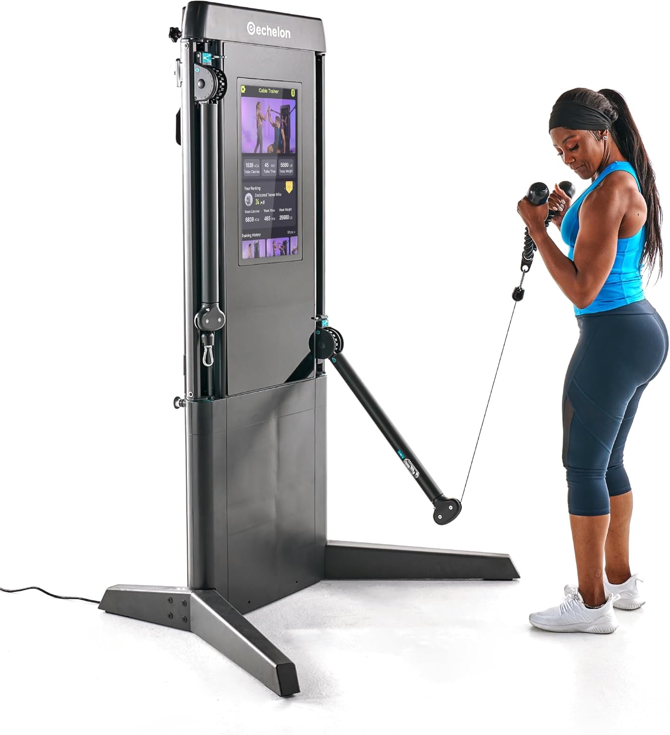 Echelon Strength Pro Commercial Grade Smart Wall-Mounted Trainer with 24” HD Touchscreen, 132 lb Digital Resistance Per Arm, Guided Workouts, WiFi Enabled