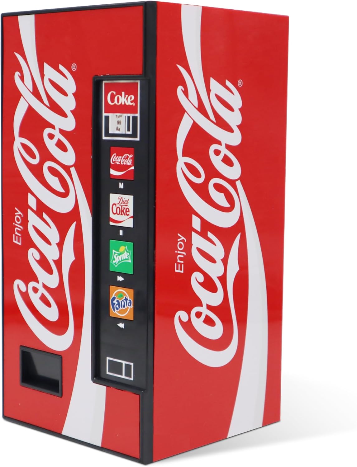 Coca-Cola Vending Machine Bluetooth Speaker, Dual 5W Speakers, Wireless Bluetooth v5.3, FM Radio, USB/MicroSD Playback, AUX Input, 10m Range, Rechargeable Battery, LED Indicator, Coca-Cola Licensed