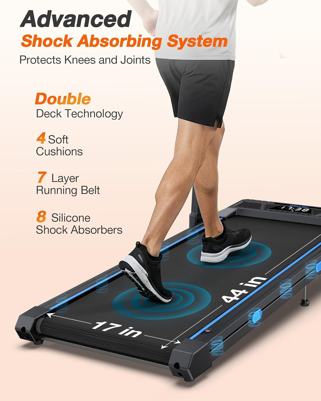 WELLFIT Treadmill with Auto Incline, 4 in 1 Foldable Treadmills for Home with Adjustable Height, 3.5HP Quiet Under Desk Treadmill, 400 LBS Capacity Portable Walking Pad with App, Space-Saving Design