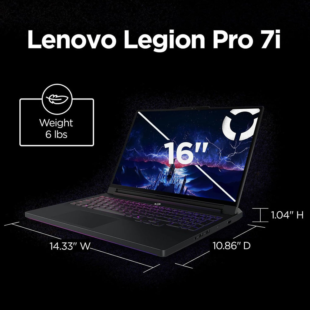 Lenovo Legion Pro 7i 16" Gaming Laptop Computer 2.5K OLED NVIDIA RTX 5080 | Intel Ultra 9 275HX 24-Core Up to 5.4GHz, 240Hz Display 500nits, RGB Backlit KB, WiFi 7, Windows 11 Pro (64GB RAM | 4TB SSD)